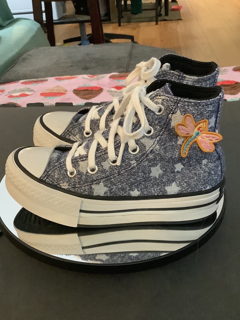 Hard to find: Converse Kids High-Top Star Print Sneakers with Butterfly Patch